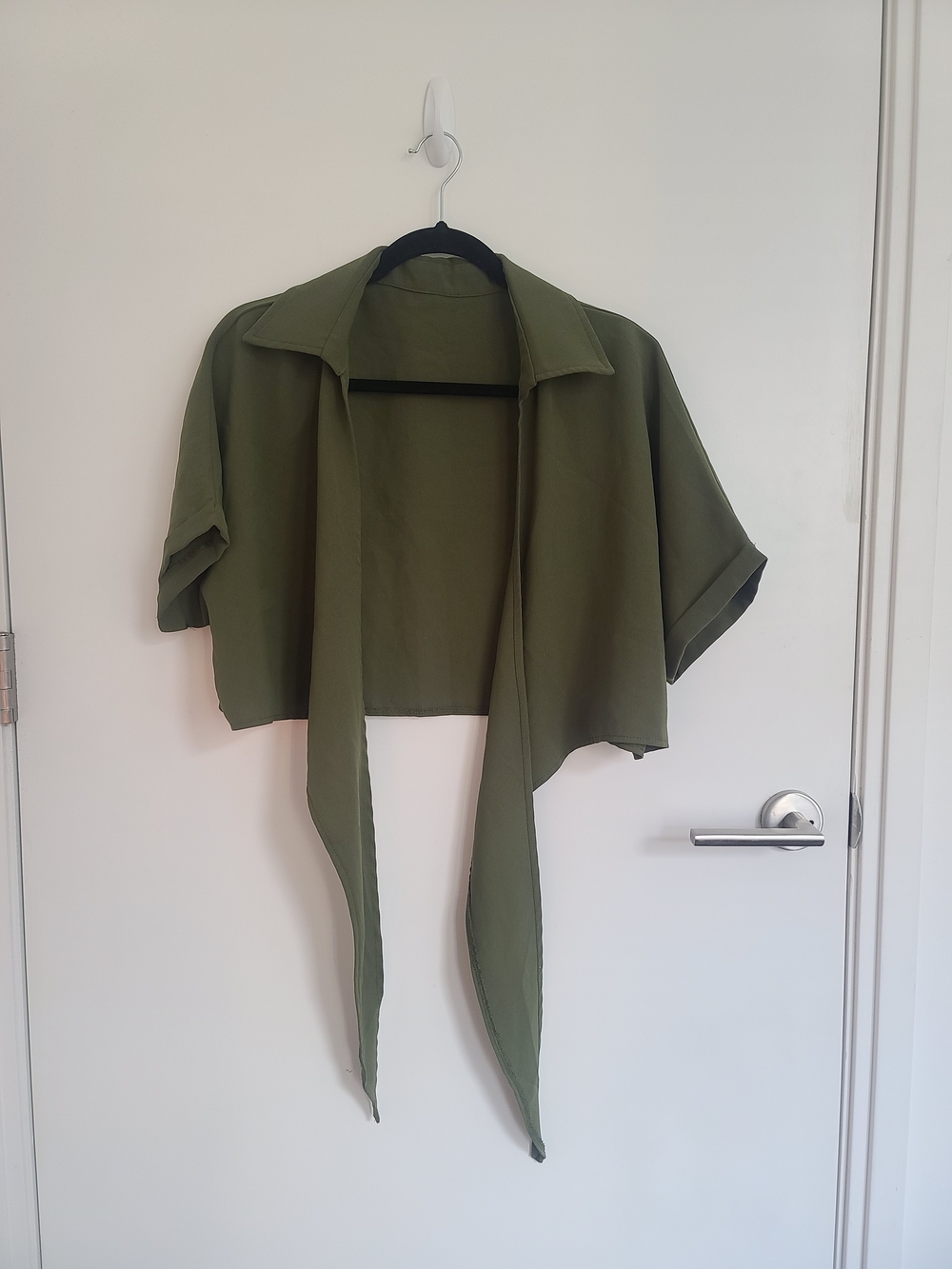 Cropped Tie-Front Top